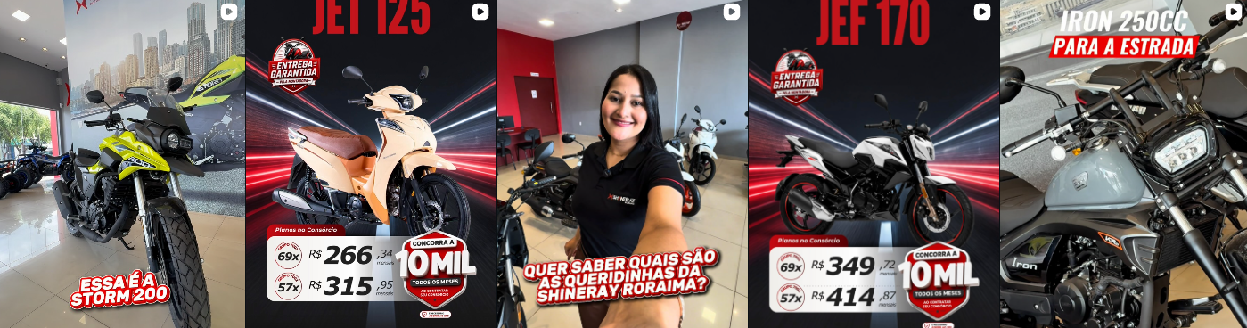 Posts recentes do Instagram @shineray.roraima